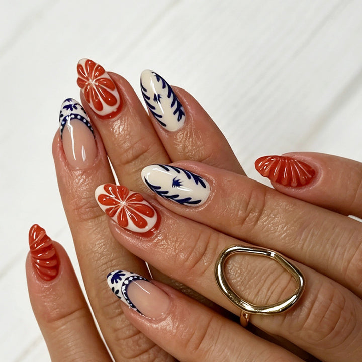 Floral Artistic Press-On Nail Set Kalsten