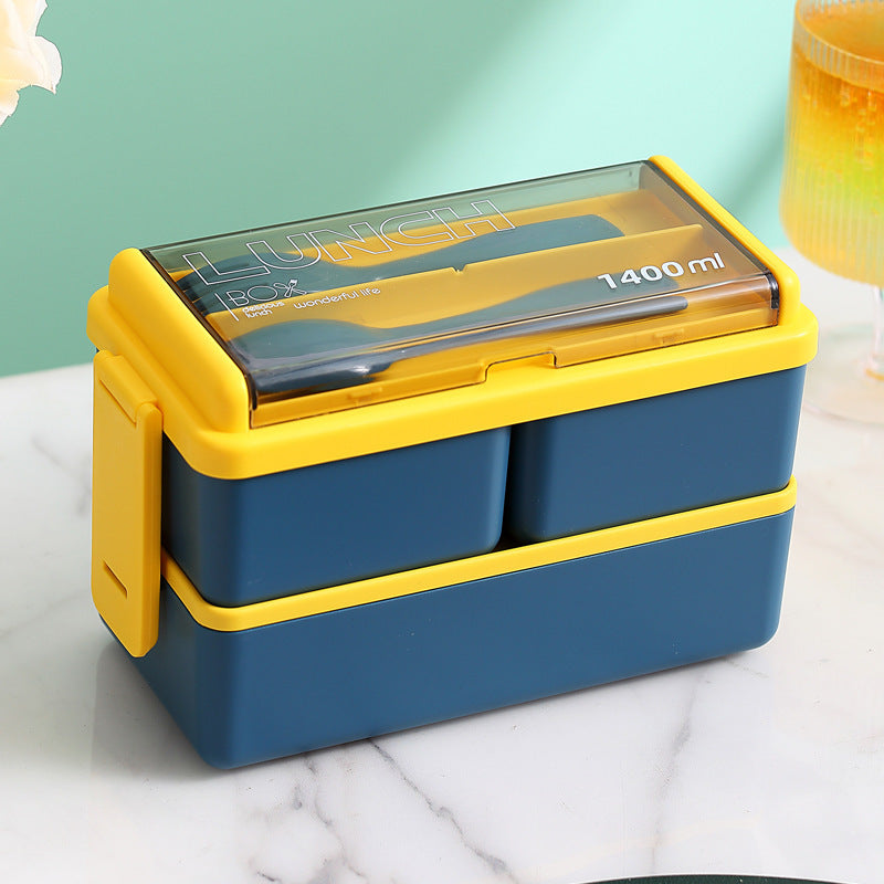 Multifunctional Food Storage Lunch Box with Built-In Utensil Set