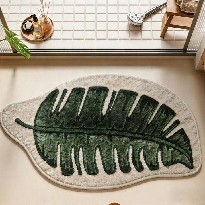 Leaf-Shaped Plush Memory Foam Bath Mat