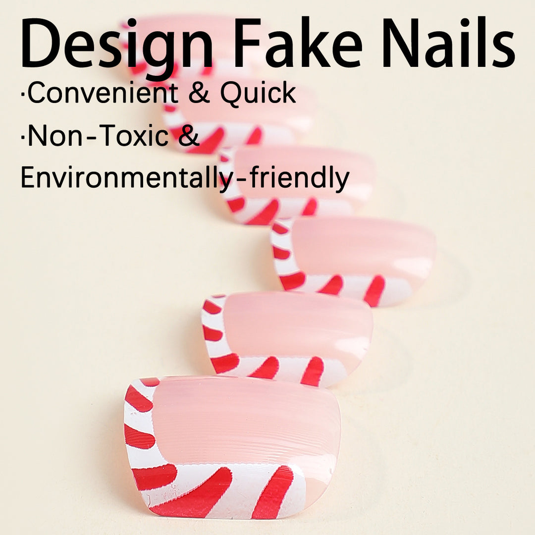 Creative nail art set with festive candy cane design Kalsten
