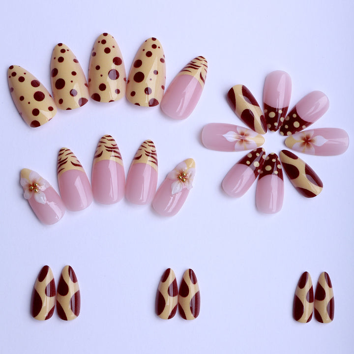 Artificial nails with creative floral design and unique watercolor patterns Kalsten