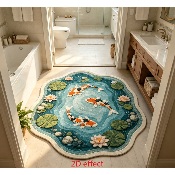 Decorative Pond Themed Area Rug for Interiors