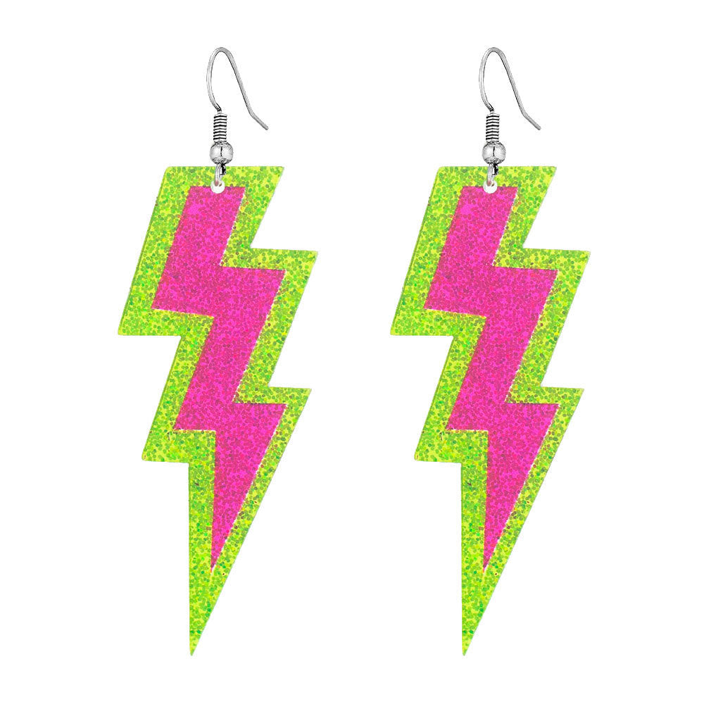 Glittery Lightning Bolt Dangle Earrings Kalsten