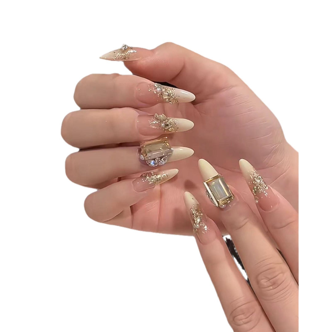 Glamorous Stiletto Press-On Nail Set with Metallic Accents Kalsten