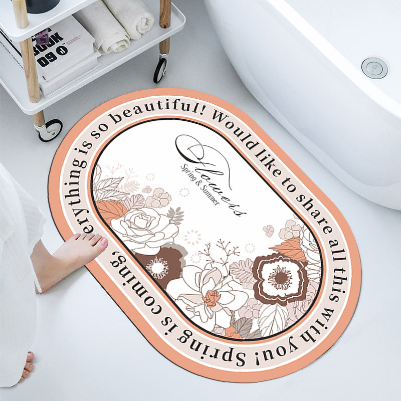 Floral-Themed Bathroom Mat