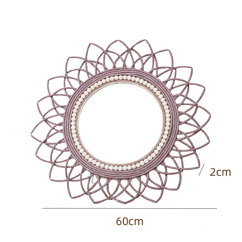 Decorative wall mirror with rattan frame Kalsten
