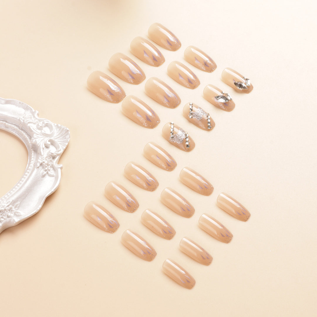 Artistic Crystal-Embellished Press-On Nail Set Kalsten