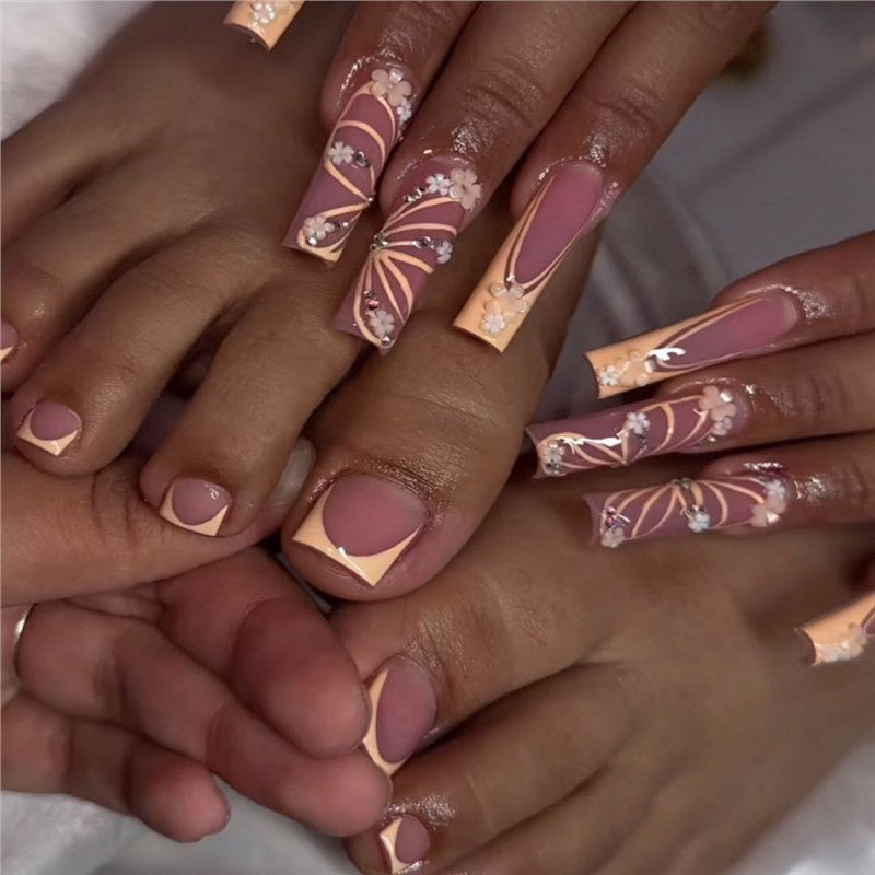 Artistic Floral Press-On Nail Art Kalsten