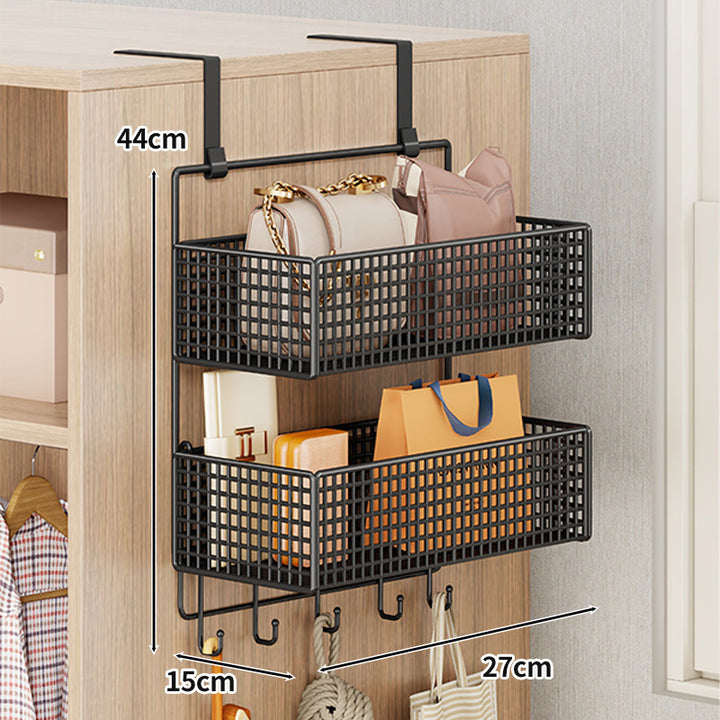 Overdoor Mesh Storage Organizer with Hooks