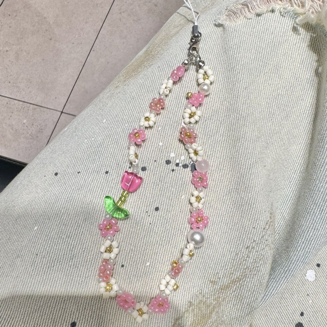 Decorative Floral Beaded Phone Strap Kalsten