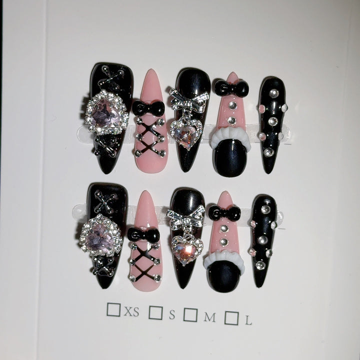 Glamorous Rhinestone-Embellished Press-On Nails