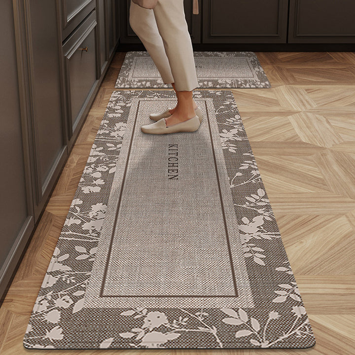 Floral Border Kitchen Runner Mat