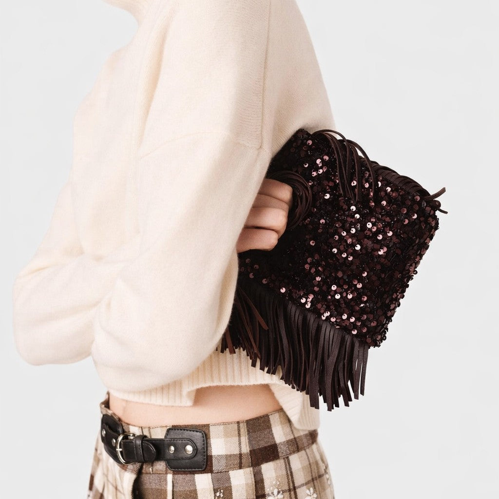 Fringed Sequin Clutch