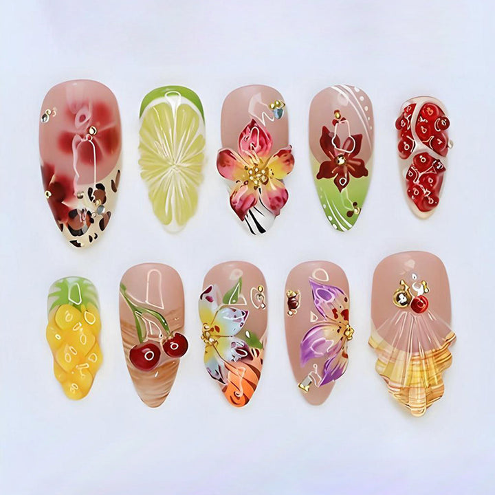 Nail art set with tropical fruit motifs Kalsten
