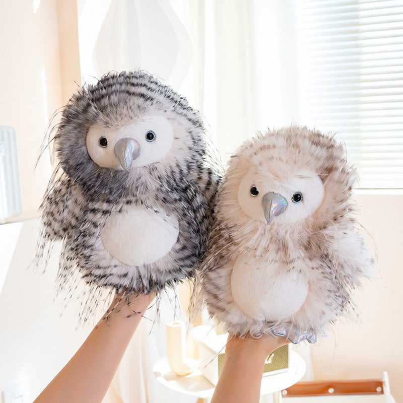Plush Arctic Owl Decorative Stuffed Animal with Speckled Faux-Fur and Embroidered Features Kalsten