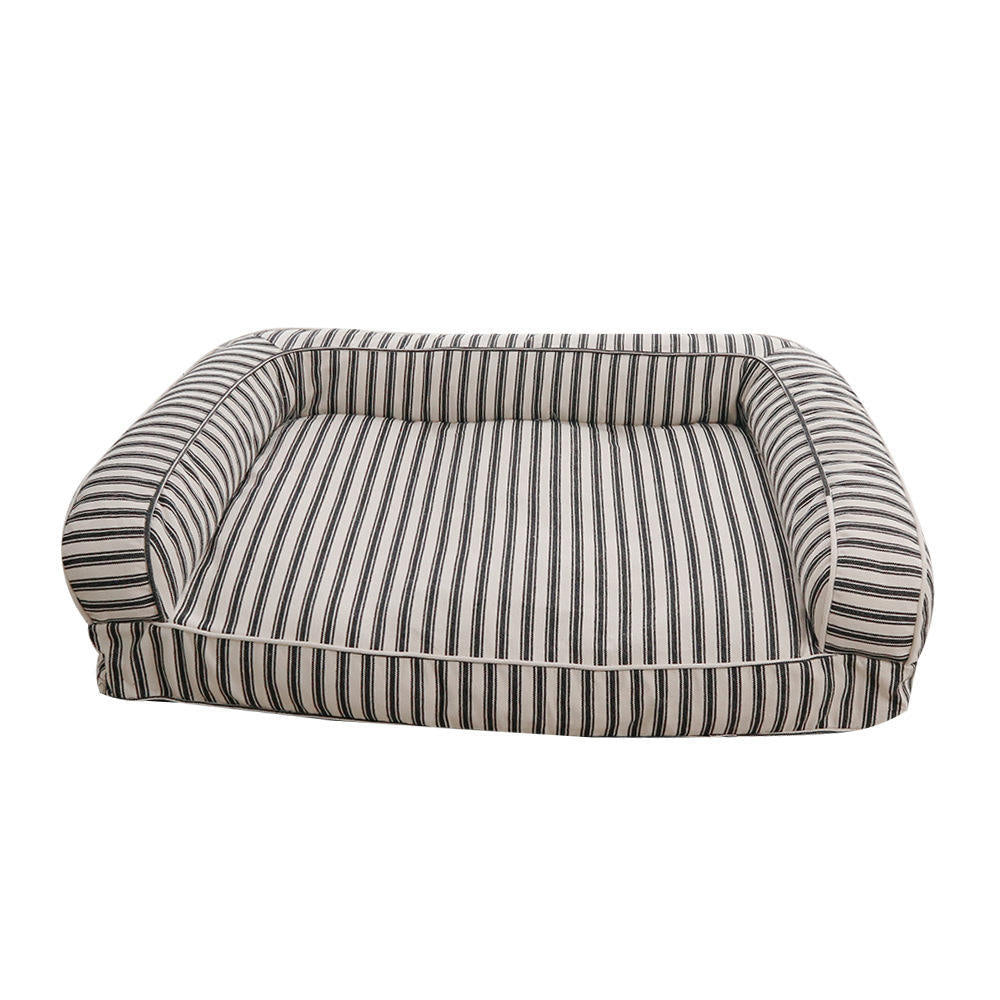 Striped Bolstered Dog Bed