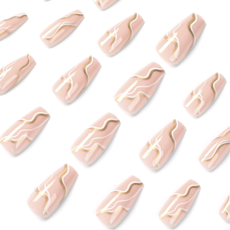 Artful Nail Extensions with Elegant Wave Design Kalsten