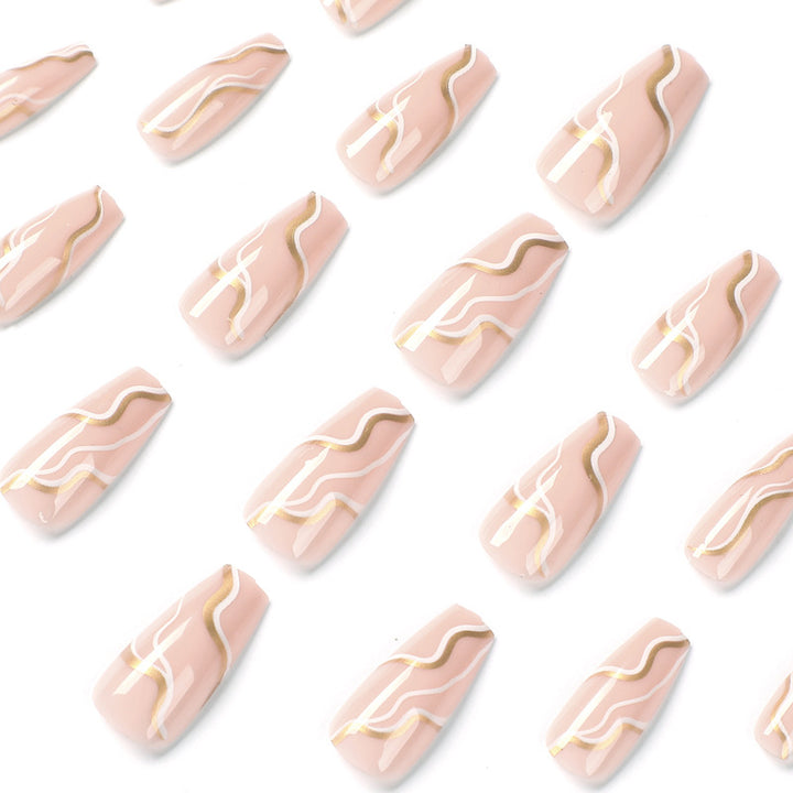 Artful Nail Extensions with Elegant Wave Design Kalsten