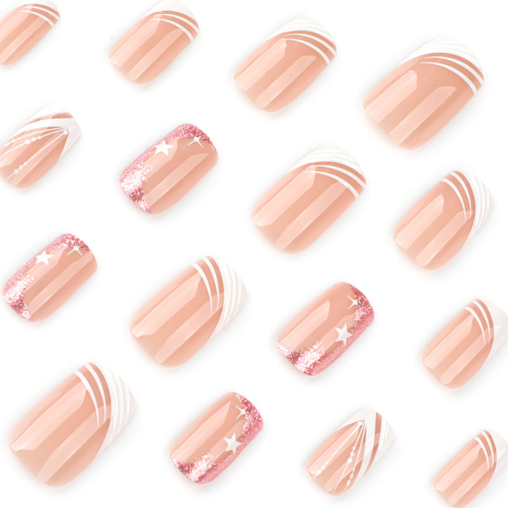 Artful Nail Extensions with Glitter and Star Design Kalsten