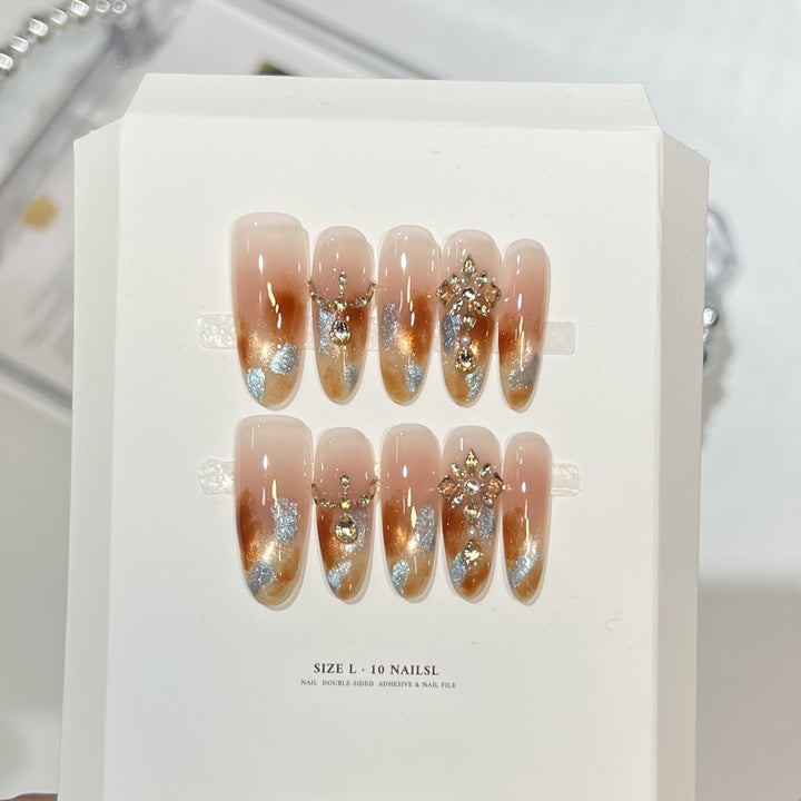 Decorative Stiletto Press-On Nail Set with Floral Designs Kalsten