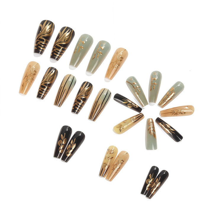 Creative artificial nails with elegant leaf design Kalsten