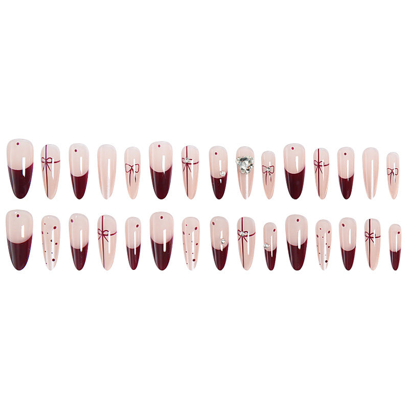 Artificial nail set with elegant bow and glitter details Kalsten