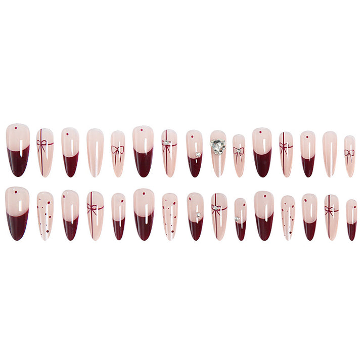 Artificial nail set with elegant bow and glitter details Kalsten