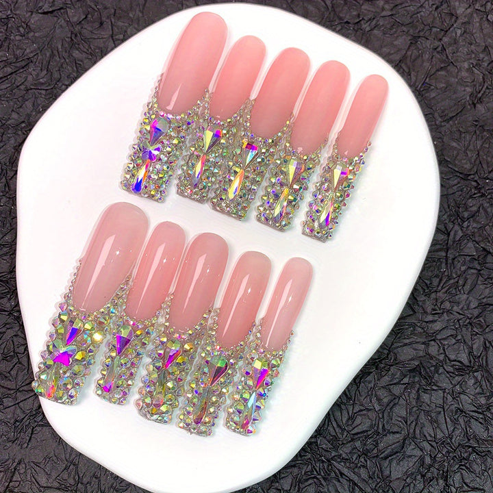 3D Decorative Press-On Nail Extensions with Sparkling Gem Accents Kalsten