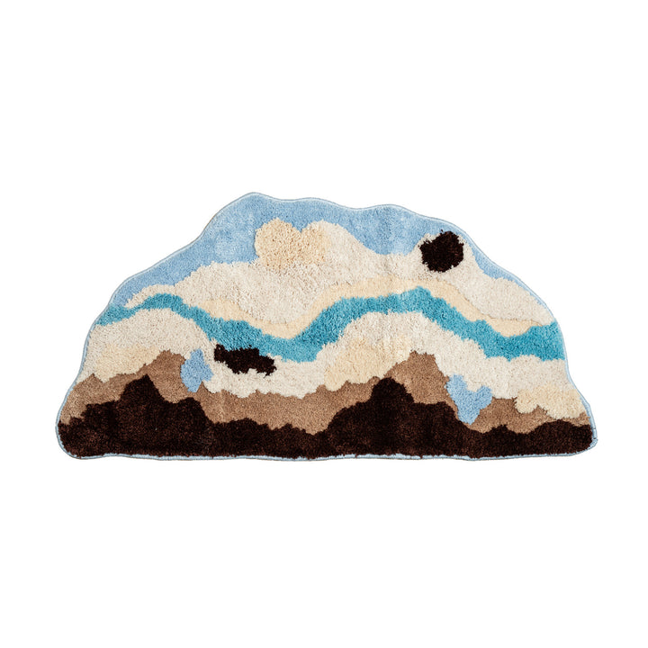 Shaped hand-tufted living room rug with moss-like structure and relief optics Kalsten