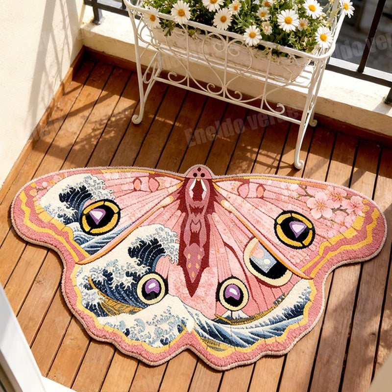 Butterfly-Shaped Floral Bath Mat