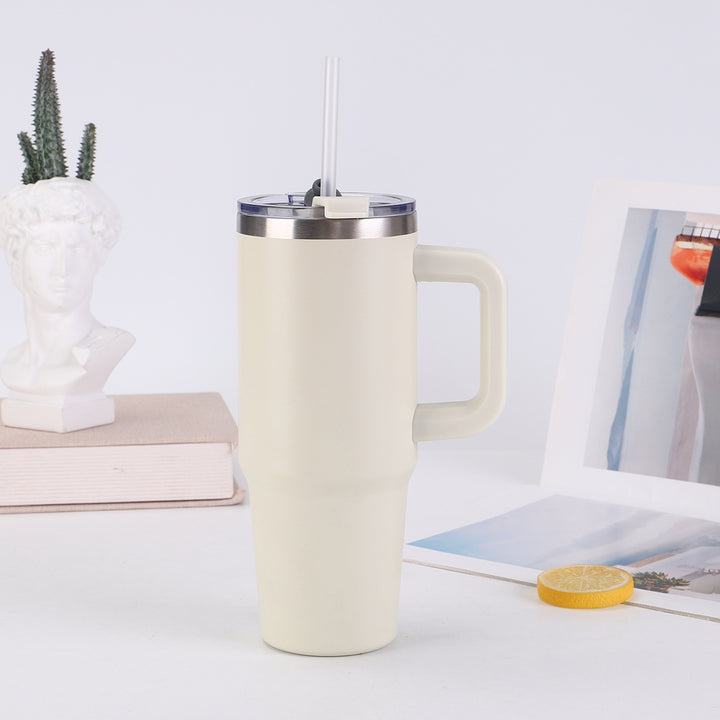 Ladies insulating cup with practical handle and straw Kalsten
