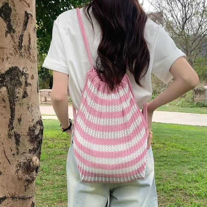 Lightweight Striped Crochet Tote Bag
