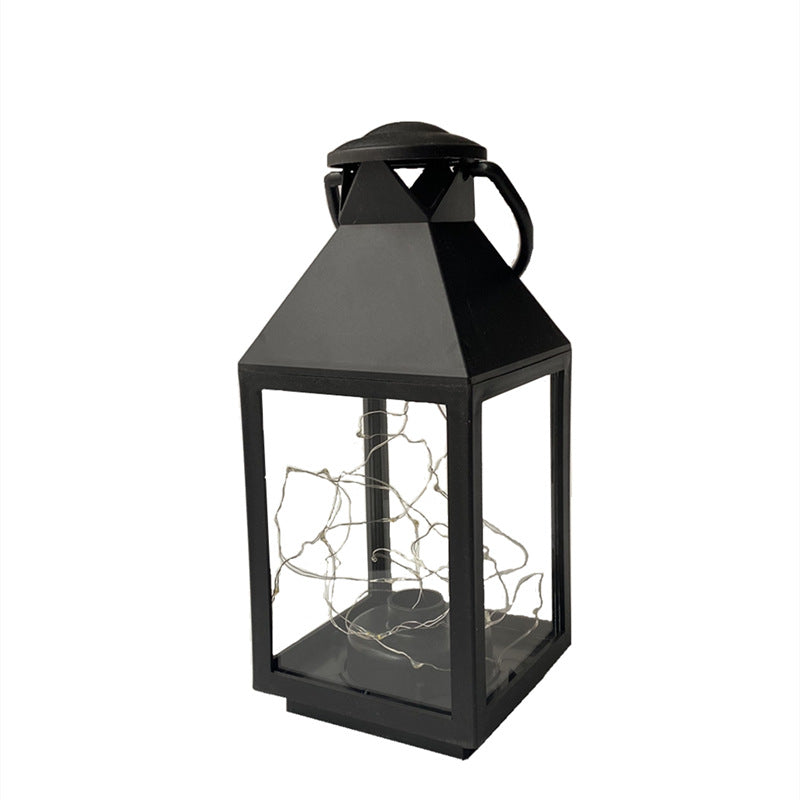 Decorative Metal and Glass Lantern with Warm LED Fairy String Lights Kalsten
