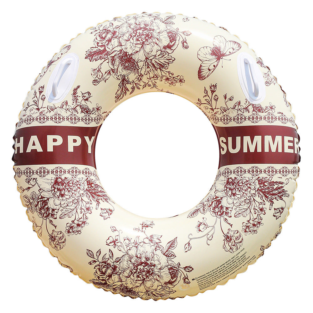 Unisex Elegant Swim Ring with Floral Motifs Kalsten