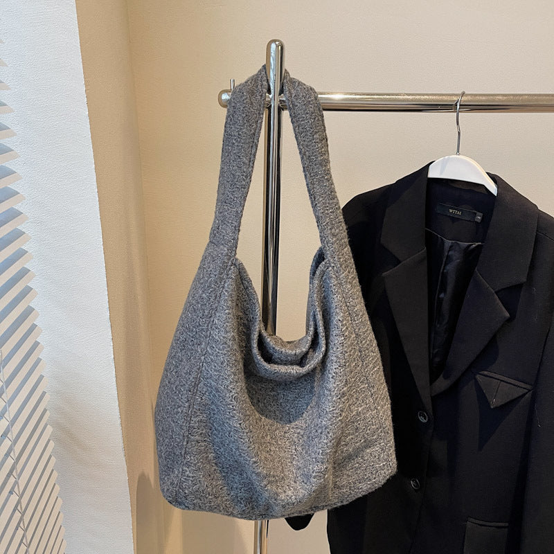 Cozy Textured Shoulder Tote Bag