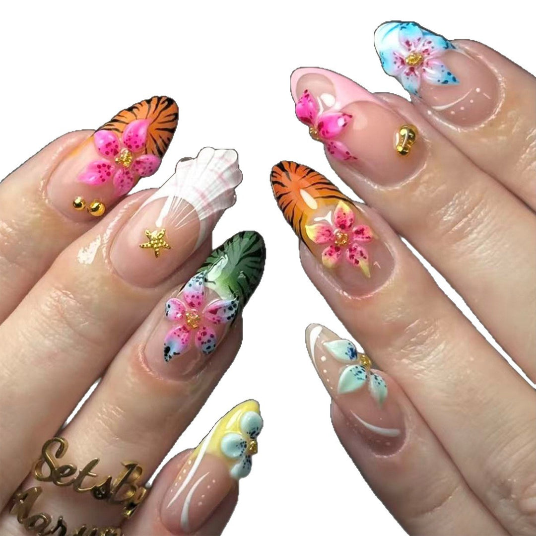 Artificial nails with creative floral and tropical designs Kalsten