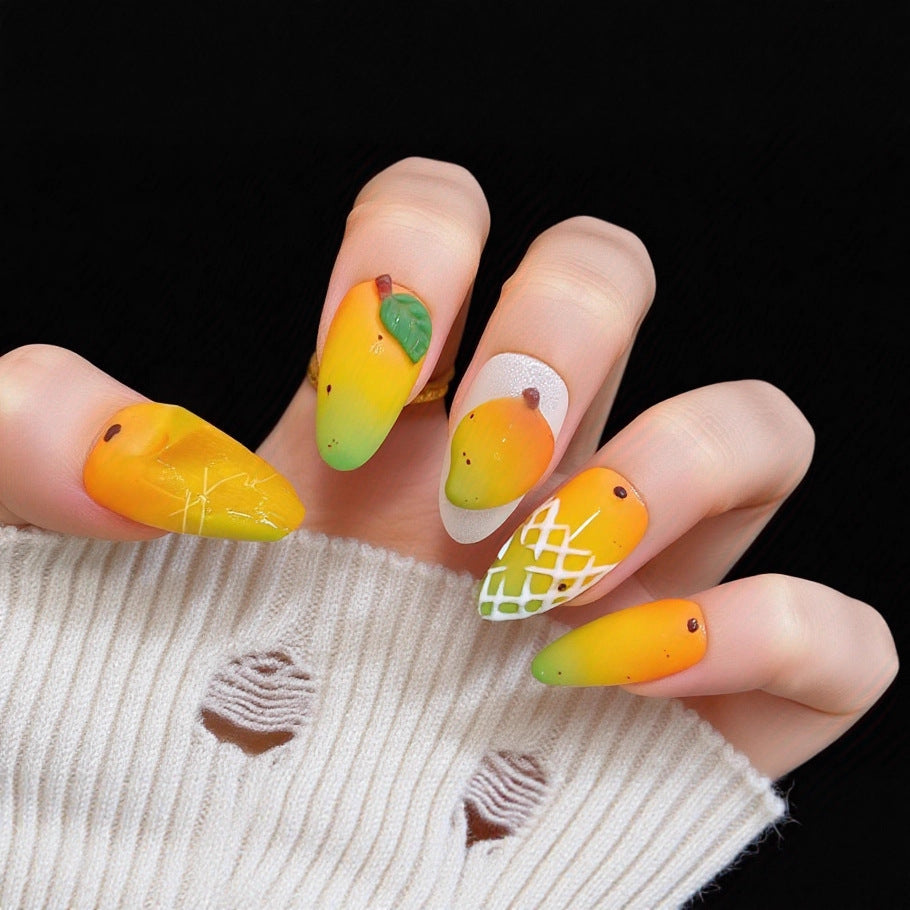 Artificial nails with fruity mango design Kalsten
