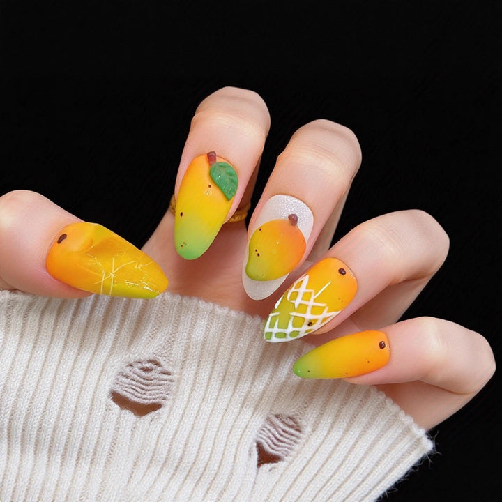 Artificial nails with fruity mango design Kalsten