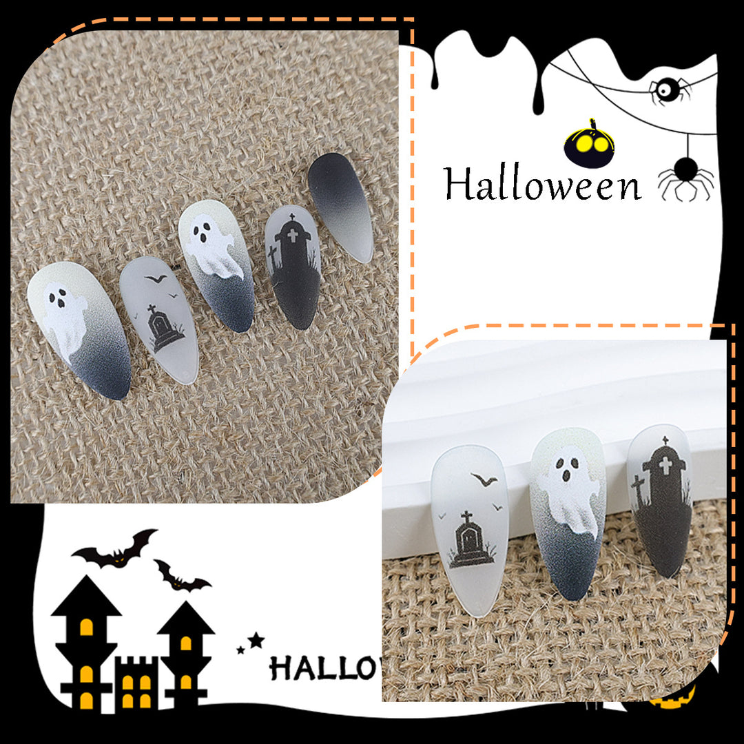 Halloween artificial nail set with spooky ghost and spider designs Kalsten