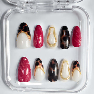 Decorative Stiletto Press-On Nail Set with Artistic Patterns Kalsten