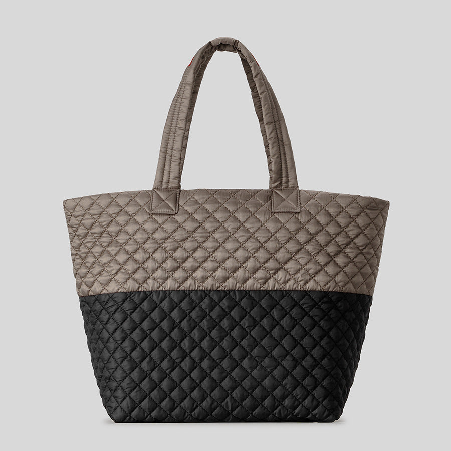 Quilted Multi-Pocket Tote Bag