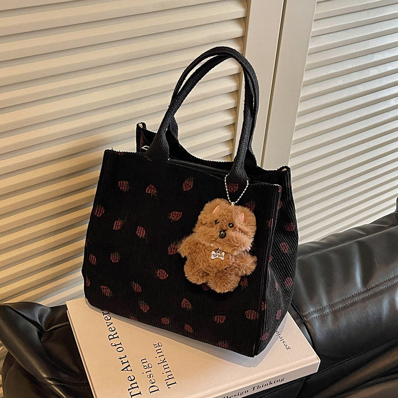 Cute Strawberry Print Fabric Tote Bag