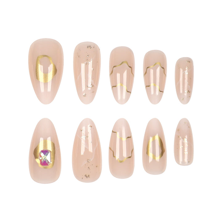 Elegant Stiletto Press-On Nail Set with Gold Accents Kalsten