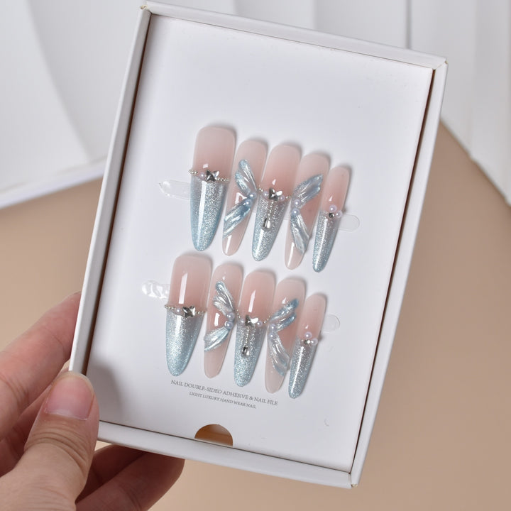 Artistic 3D Lace-Embellished Press-On Nail Set Kalsten