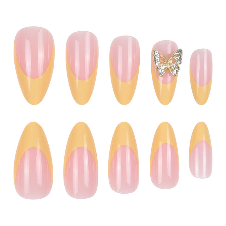 Glamorous Stiletto Press-On Nails with Butterfly Accents Kalsten