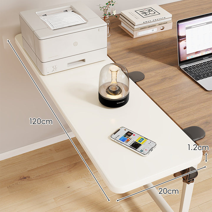 Clamp-On Adjustable Wooden Desk Side Shelf Extension with Foldable Bracket