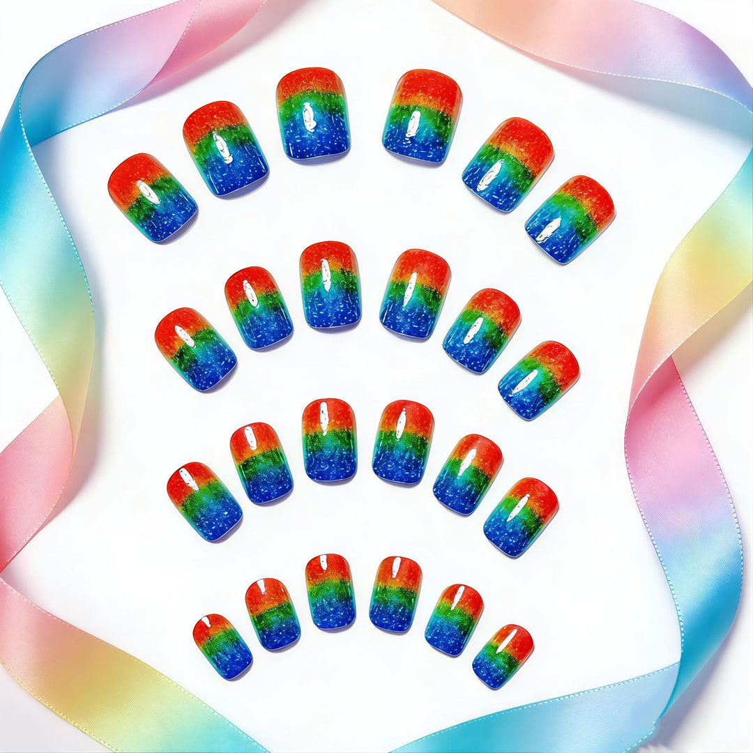 Creative Gradient Colorful Nail Art with Glitter Effects Kalsten