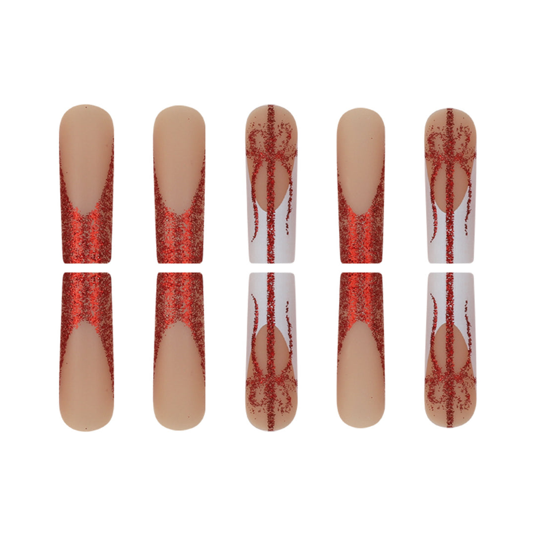 Glittery Stiletto Press-On Nails with Gift Design Kalsten