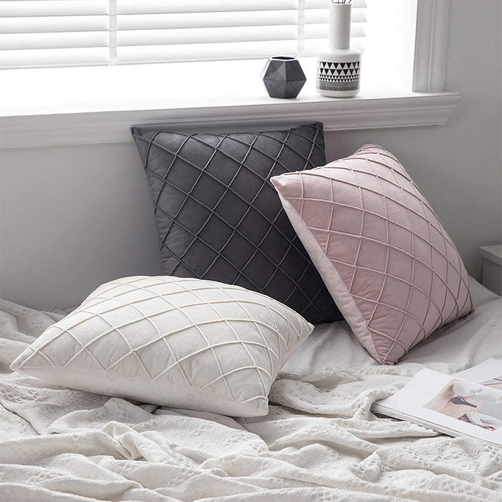 Square velvet cushion cover with quilted diamond texture Kalsten