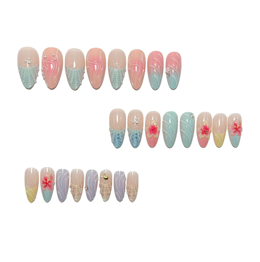 Acrylic Nail Set with Floral and Maritime Accents Kalsten